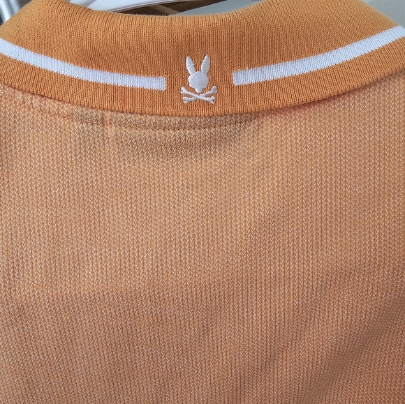 Psycho Bunny Men's Orange Warsaw Jacquard Logo Pique Polo Shirt 6 L - Picture 11 of 12